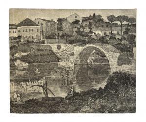 GULINO Nunzio 1920-2011,Ponte sul Foglia,1954,Dams Casa d'Aste IT 2024-02-15