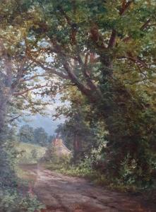 GUMMERY Henry 1832-1912,Woodland track with cottage,1900,The Cotswold Auction Company GB 2022-01-25