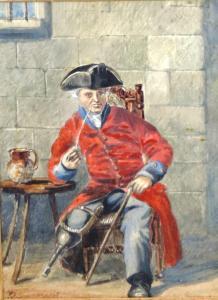 GUMNEY G.H 1849,An old Sailor with wooden leg seated in full len,1876,Fonsie Mealy Auctioneers 2016-03-08