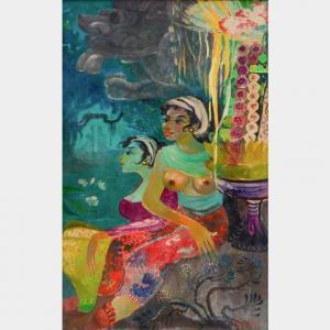 GUNAWAN Hendra 1918-1983,Two Balinese Girl with Offering,1974,33auction SG 2024-01-20