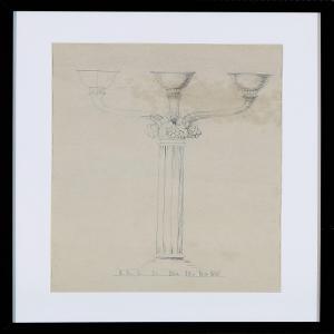 GUNDORPH Albertus 1887-1969,Sketch drawing of three-arm silver candelabra,Bruun Rasmussen 2014-12-15