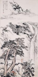 gunian zhang 1905-1988,Waterfall and Pine,1972,Christie's GB 2020-11-30