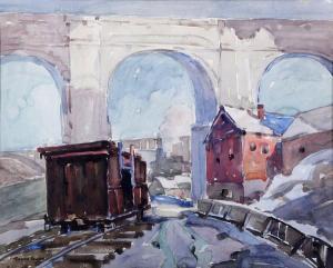 GUNN Edwin H 1876-1940,Tracks Under a Bridge,Gray's Auctioneers US 2014-04-30