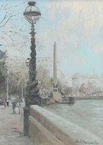 GUNN Paul 1934,View of the Victoria Embankment, London, with Cleo,1982,Woolley & Wallis 2023-06-07