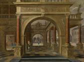 GUNTHER GHERING Anton 1620-1668,Palace architecture with courtly figure,1643,im Kinsky Auktionshaus 2021-07-06