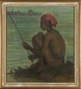 GURJAR V.S 1900-1900,Young Fisherman at the Water's Edge,Tooveys Auction GB 2017-06-14