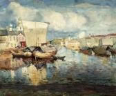 GURKIN Grigoriy Ivanovid 1870-1937,View of a port near Pskov,1927,Galerie Koller CH 2009-09-14