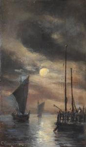 GURLITT Cornelius 1820-1901,Moonlit Harbour,Stahl DE 2012-09-22