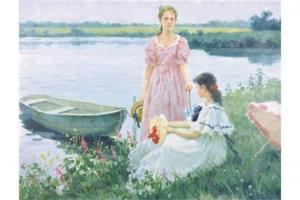 GUSEV Panas 1900-1900,Girls on a River Bank,John Nicholson GB 2015-07-15