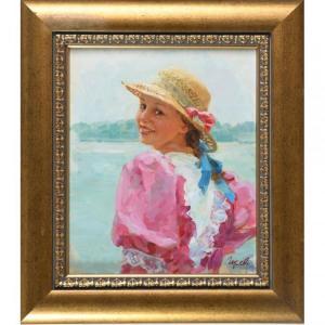 GUSEV Vladimir 1957,Portrait de jeune fille,20th century,Herbette FR 2022-02-06