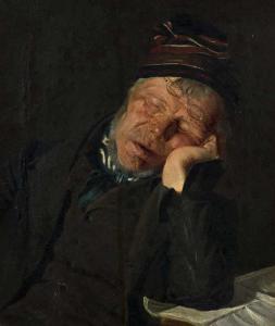 GUSSOW Carl,Portrait eines Schlafenden mit Lesebrille,1876,Jeschke-Greve-Hauff-Van Vliet 2019-03-29