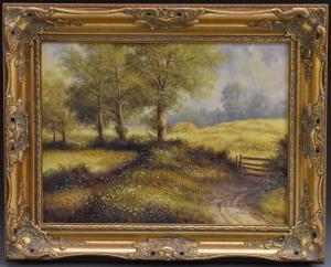GUSTIN Paul Morgan 1886,Harvest Time, A Summer Landscape,Bamfords Auctioneers and Valuers 2018-06-06