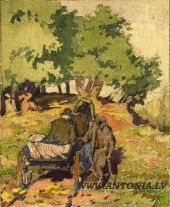 GUSTINS zigurds 1919-1950,Illustration to book E. Virza "Straumeni",1946,Antonija LV 2022-08-13
