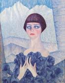 GUTTNER Waldemar,Mädchen im Blütenkleid vor der Nordkette,1925,im Kinsky Auktionshaus 2010-03-02