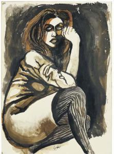 Guttuso Renato 1911-1987,Ritratto di donna con calze,1971,Christie's GB 2004-05-24