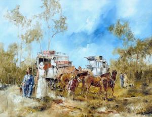 GUY John 1944-2000,The Twelve Mile Rest Stop (Queensland Thargomindah,Elder Fine Art AU 2021-04-18