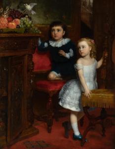 GUY Seymour Joseph 1824-1910,Two Children and a Bird,1877,William Doyle US 2023-05-03