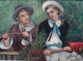 GUYLBO Guill.Lebovits, dit 1897,jeunes gens dans un jardin,Tajan FR 2007-10-04