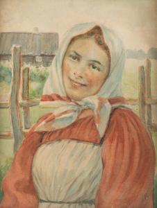 GUZHAVIN Mikhail Markelovich 1888-1929,Peasant Girl,Shapiro Auctions US 2019-11-03