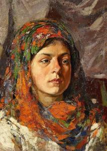 GUZHAVIN Mikhail Markelovich 1888-1929,Portrait of a Young Girl,1922,Van Ham DE 2014-11-14