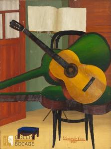 GUZMAN LOZA ESTANISLAO 1895-1964,Nature morte à la guitare,1941,Delorme-Collin-Bocage FR 2024-03-28