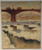 GUZSIK Odön 1902-1954,Duna River, Margit Bridge,Gray's Auctioneers US 2011-01-25