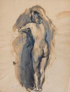 GUZZI Virgilio 1902-1978,Grande nudo di schiena appoggiato ad un trespolo d,1937,Babuino 2022-06-08