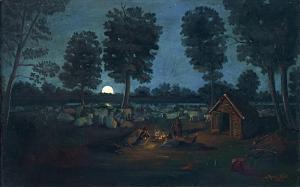 GYORY Elek 1905-1957,Resting shepherds in starlight,1947,Nagyhazi galeria HU 2018-05-28