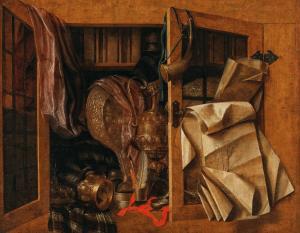 GYSBRECHTS Franciscus,A trompe-l\’oeil still life of a cupboard with boo,Palais Dorotheum 2021-06-09