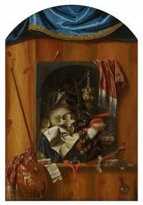 GYSBRECHTS Franciscus,Trompe-l'oeil eines Vanitas-Stilllebens mit Uhr un,Van Ham 2021-06-02