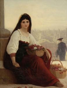 HÄNDLER Paul 1833-1903,Junge Frau verkauft Blumen in Rom,1872,Kastern DE 2017-12-02