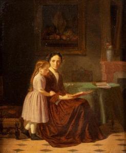 HÉNAULT Antoine 1810-1867,Mère et son enfant , la lecture,1878,Millon & Associés FR 2019-09-25