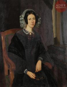HÉRISSON LOUIS FRANÇOIS 1811-1859,Portrait de dame dans un fauteuil,1840,Ader FR 2018-03-06