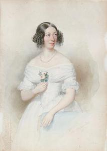 höhenrieder johann,A portrait of a lady in a whitedress,Palais Dorotheum AT 2011-03-24