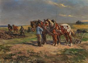 HÖHNEL Wilhelm 1872-1941,Farmers working in the fields,1922,Neumeister DE 2022-09-28