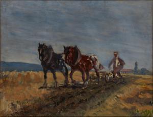 HÖHNEL Wilhelm 1872-1941,Ploughing with two horses,Rosebery's GB 2023-06-06