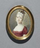 HÜE DE BRÉVAL Virginie 1700-1800,Portrait de jeune femme à la robe rouge et au ,Binoche et Giquello 2021-12-14