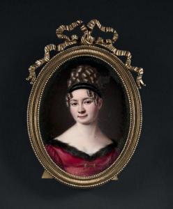 HÜE DE BRÉVAL Virginie 1700-1800,Portrait de jeune femme en buste de face ,1814,Binoche et Giquello 2020-10-09