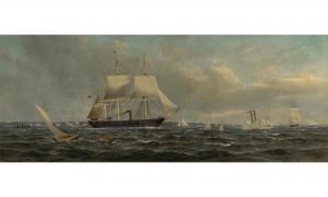 HÜNTEN Franz Johann Wilhelm 1822-1887,New York Bay,1850,William Doyle US 2022-11-03