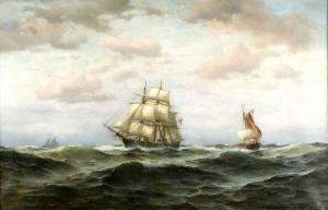HÜNTEN Franz Johann Wilhelm 1822-1887,Vollschiff unter deutscher Flagge ,1875,Auktionshaus Citynord 2022-09-01