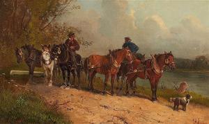 HAAG,Barge Haulers with their Horses on a River Bank,Lempertz DE 2016-09-21