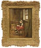 HAAG Jean Paul 1854-1906,Lesendes Mädchen in einem Interieur mit Kinderstuh,Schloss DE 2012-09-15