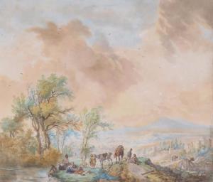HAAG Tethart Philip Christiaan 1737-1812,Figures resting in a landscape,Woolley & Wallis 2015-12-10
