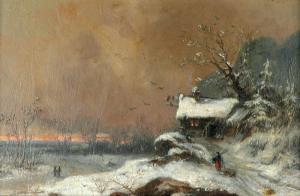 HAAGA Eduard 1877-1922,Pejzaż zimowy z chatą,Rempex PL 2006-02-13