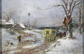 HAAGA Eduard 1877-1922,Postkutsche in winterlicher Landschaft,19th century,DAWO Auktionen 2010-11-24