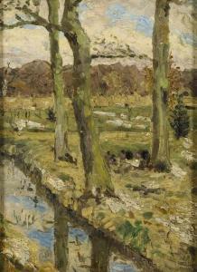 HAAKE August 1889-1915,Bäume am Kanal,1910,Wendl DE 2020-03-05