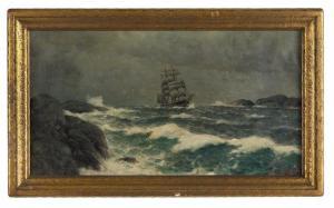 HAALAND Lars Laurits Larsen,Heavy Sea near the Breakers,1933,New Orleans Auction 2018-05-20