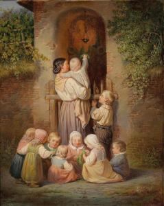 HAASE Carl 1820-1876,The Little Wreath Makers,1850,Palais Dorotheum AT 2014-12-09