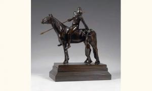 HAASE Hermann 1862-1934,femme à cheval et fillette,Aguttes FR 2005-10-21