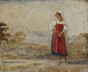 HABBE Nikolai 1827-1889,A study of an Italian woman wearing a red apron,Bruun Rasmussen 2017-02-20